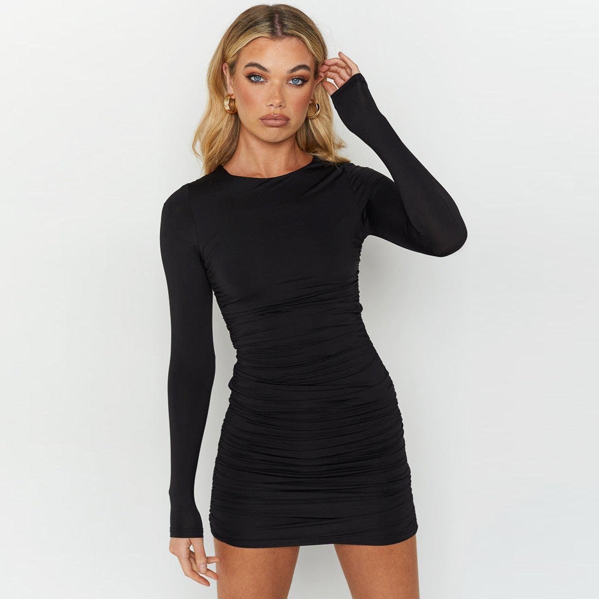 Round Neck Lace - Up Backless Dress – Long Sleeve - MRC STOREDressMy StoreElegant Round Neck Lace - Up Backless Long Sleeve Dress for Autumn & Winter - MRC STOREMRC STORECJLY217424104DWBlackL