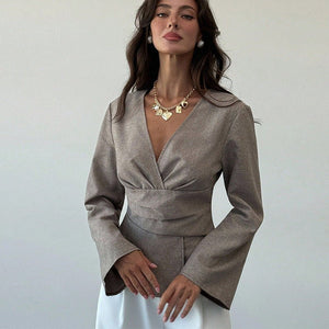 Slim - Fit Flared Sleeve Elegant Knit Top - MRC STORELong SleeveMRC STORESlim - Fit Flared Sleeve Elegant Knit Top MRC STORE 90.00MRC STORECJYD258874203CXGrayL