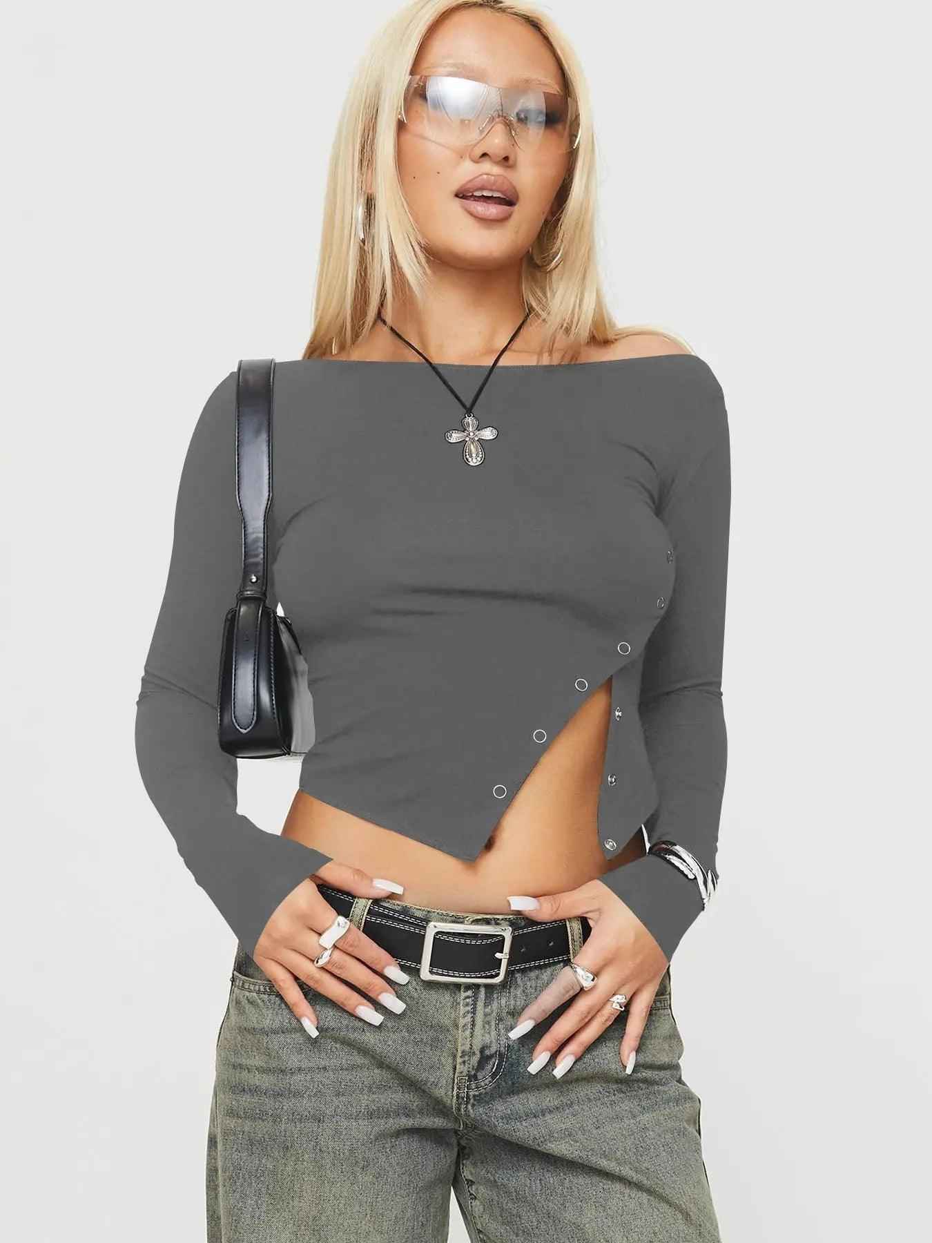 Slim Fit Long Sleeve Top - MRC STORETopMy StoreSlim Fit Long Sleeve TopMRC STORECJCS210178811KPDark GrayL