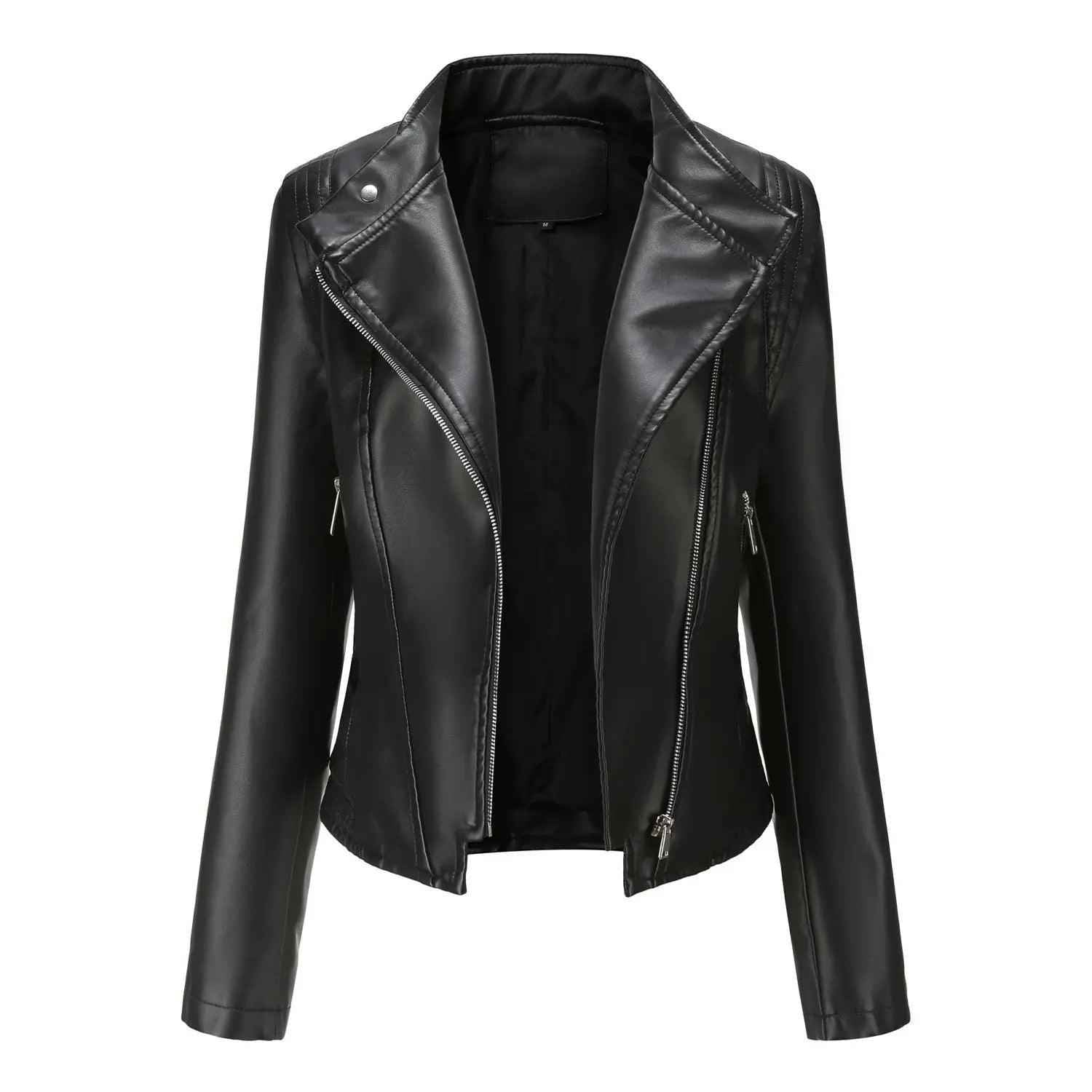 Slim Fit PU Leather Coat - MRC STORETopMRC STORESlim Fit PU Leather CoatMRC STORECJYD210764808HSBlackE US