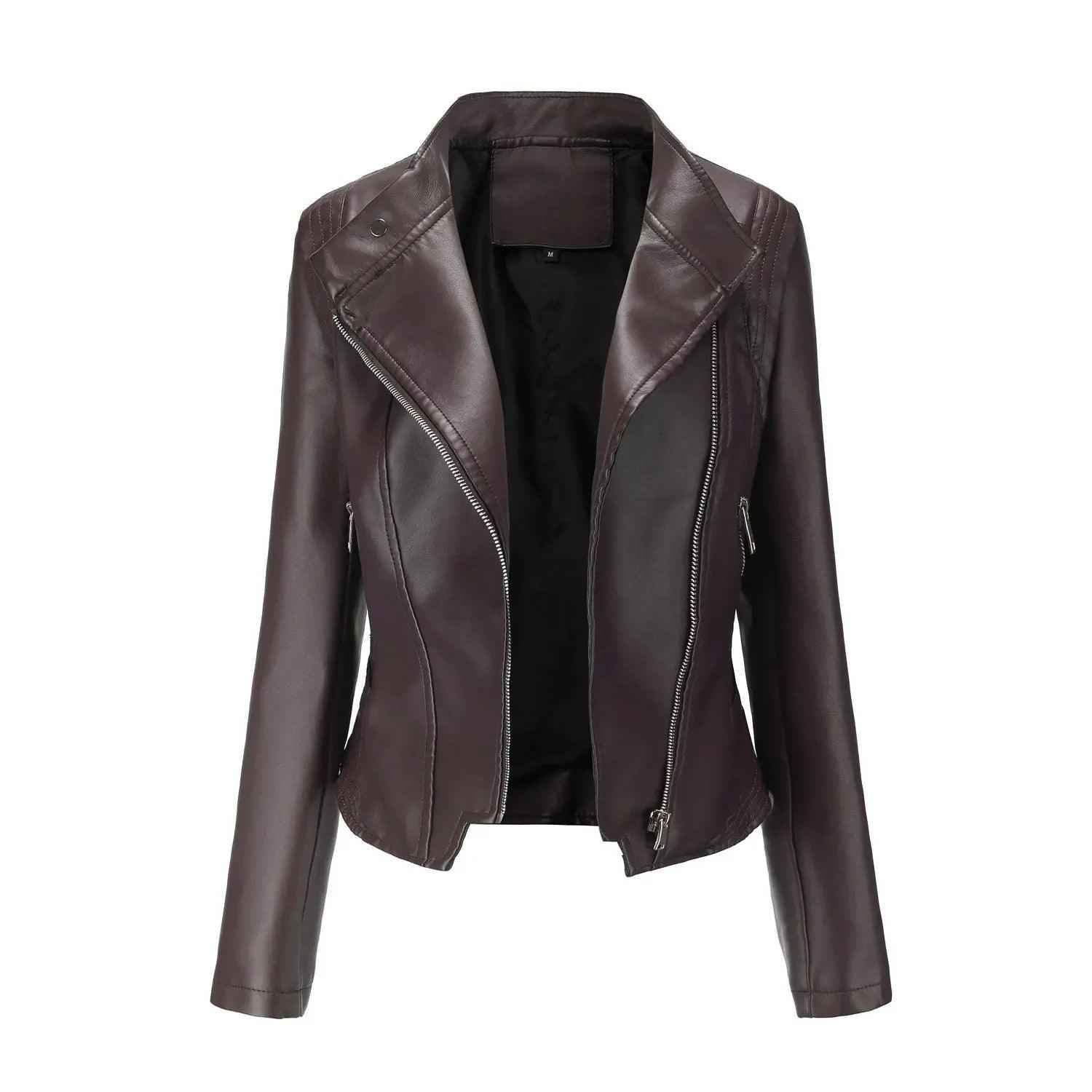 Slim Fit PU Leather Coat - MRC STORETopMRC STORESlim Fit PU Leather CoatMRC STORECJYD210764860HSBrownE US