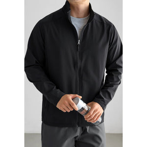 Solid Color Casual Commuter Jacket - MRC STOREJacketsMRC STOREPerson wearing a black jacket holding a water bottle against a plain backgroundMRC STORECJXZ265425809IRBlack2XL