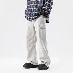 Solid Color Multi-Pocket straight Pants Casual for Men - MRC STORE