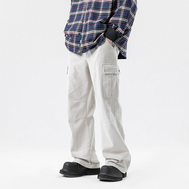 Solid Color Multi-Pocket straight Pants Casual for Men - MRC STORE