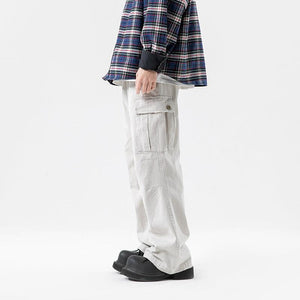 Solid Color Multi-Pocket straight Pants Casual for Men - MRC STORE