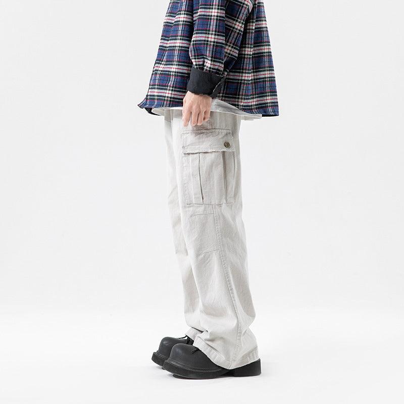 Solid Color Multi-Pocket straight Pants Casual for Men - MRC STORE