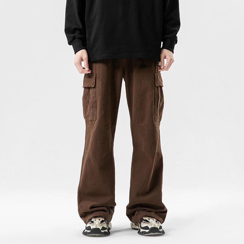 Solid Color Multi-Pocket straight Pants Casual for Men - MRC STORE