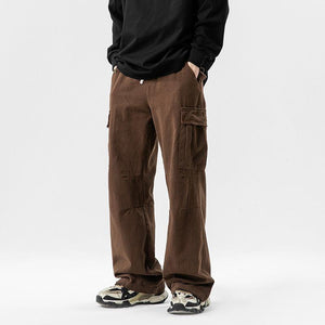 Solid Color Multi-Pocket straight Pants Casual for Men - MRC STORE
