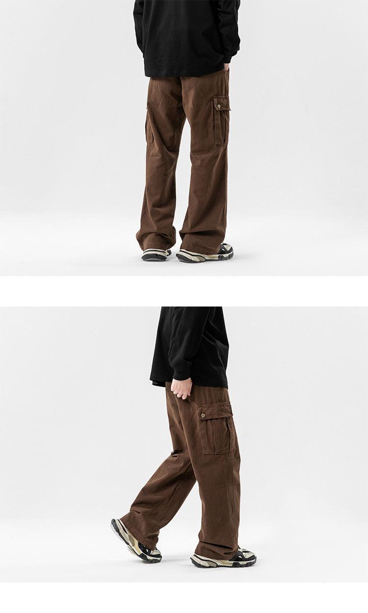 Solid Color Multi-Pocket straight Pants Casual for Men - MRC STORE