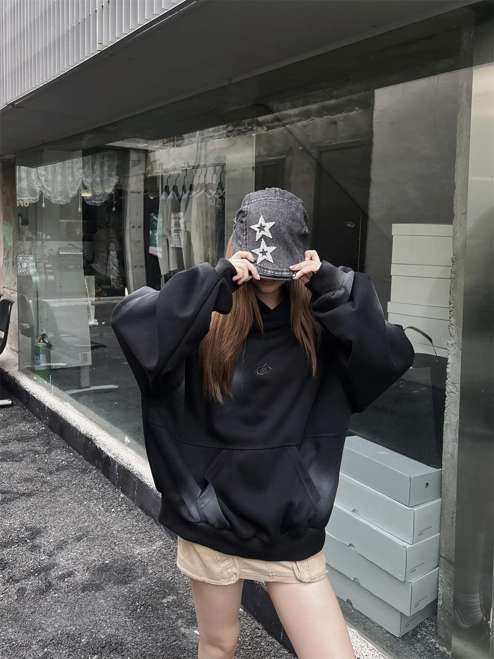 Splash Ink Hooded Pullover – Loose Sweater - MRC STOREHoodieMy StoreSplash - Ink Spray Paint Loose Hooded Pullover Sweater - Street Fashion for Youth in Pink, White, & Black - MRC STOREMRC STORECJWY210729511KPBlackL