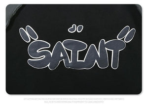 Stitching Contrast Color Velvet Padded Hooded Sweatshirt - Pullover in Black & Purple - MRC STORE