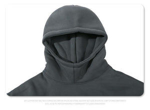 Stitching Contrast Color Velvet Padded Hooded Sweatshirt - Pullover in Black & Purple - MRC STORE