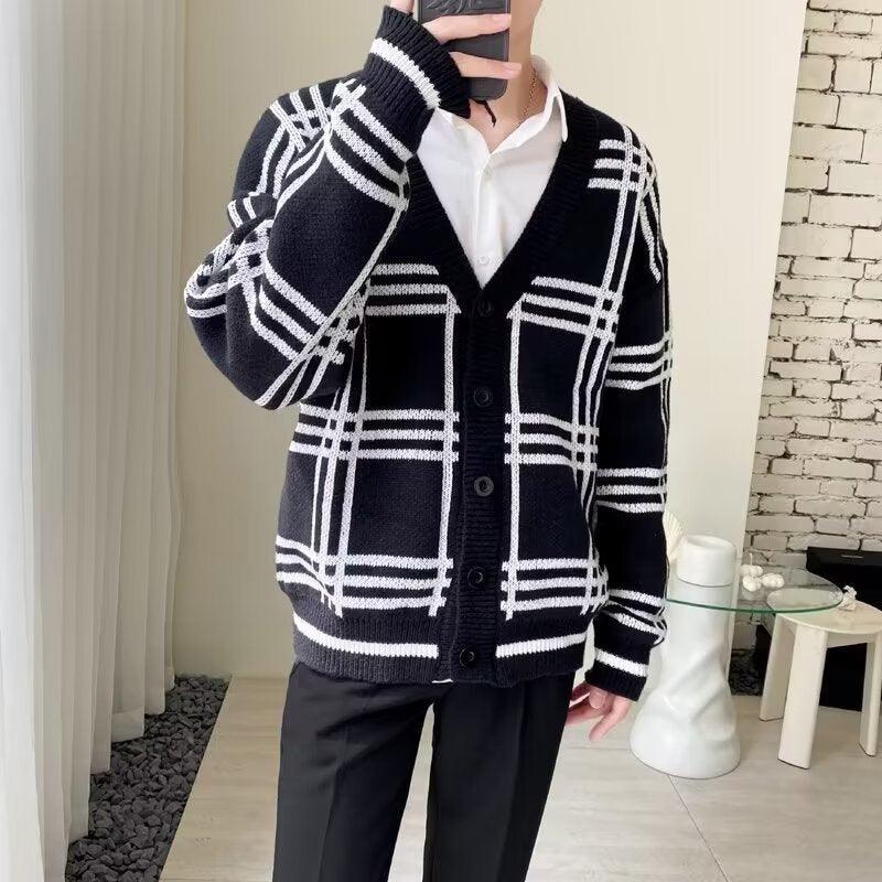 Striped Knitted Retro Men's Cardigan Coat – Timeless Casual Elegance - MRC STORE