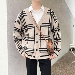 Striped Knitted Retro Men's Cardigan Coat – Timeless Casual Elegance - MRC STORE