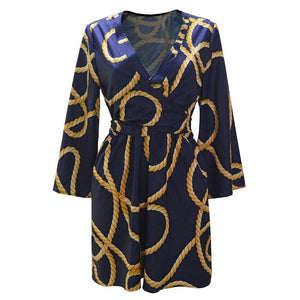 Stylish V - Neck Printed Dress - MRC STORETopMy StoreStylish V - Neck Printed Dress - MRC STOREMRC STORECJLY212750303CXBlueL