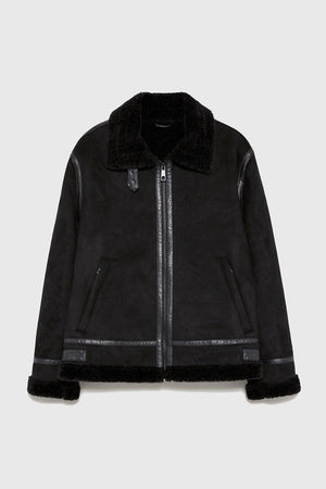 Suede Lapel Jacket – Soft Winter Coat with Casual Elegance in Solid Colors - MRC STORE