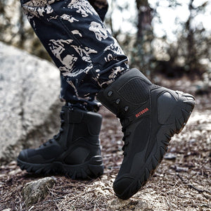 Tactical Camouflage Combat Boots - MRC STOREShoesMRC STOREBlack outdoor boots worn in a natural setting with trees and rocks.MRC STORECJYD252634817QJArmy Green39