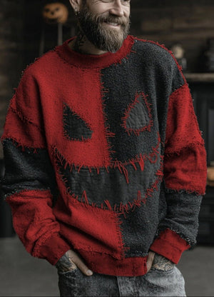 Unisex Halloween 3D Print Loose Sweater - MRC STOREHalloweenMRC STOREPerson wearing a red and black patchwork sweater with a unique design.MRC STORECJWY254465729CXJLNWY12TCFS1363662XL