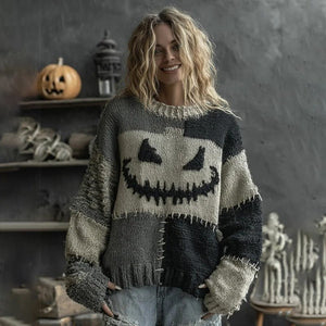 Unisex Halloween 3D Print Loose Sweater - MRC STOREHalloweenMRC STOREPerson wearing a Halloween - themed sweater with a jack - o' - lantern design in a spooky setting.MRC STORECJWY254465753AZJLNWY12TCFS1363692XL
