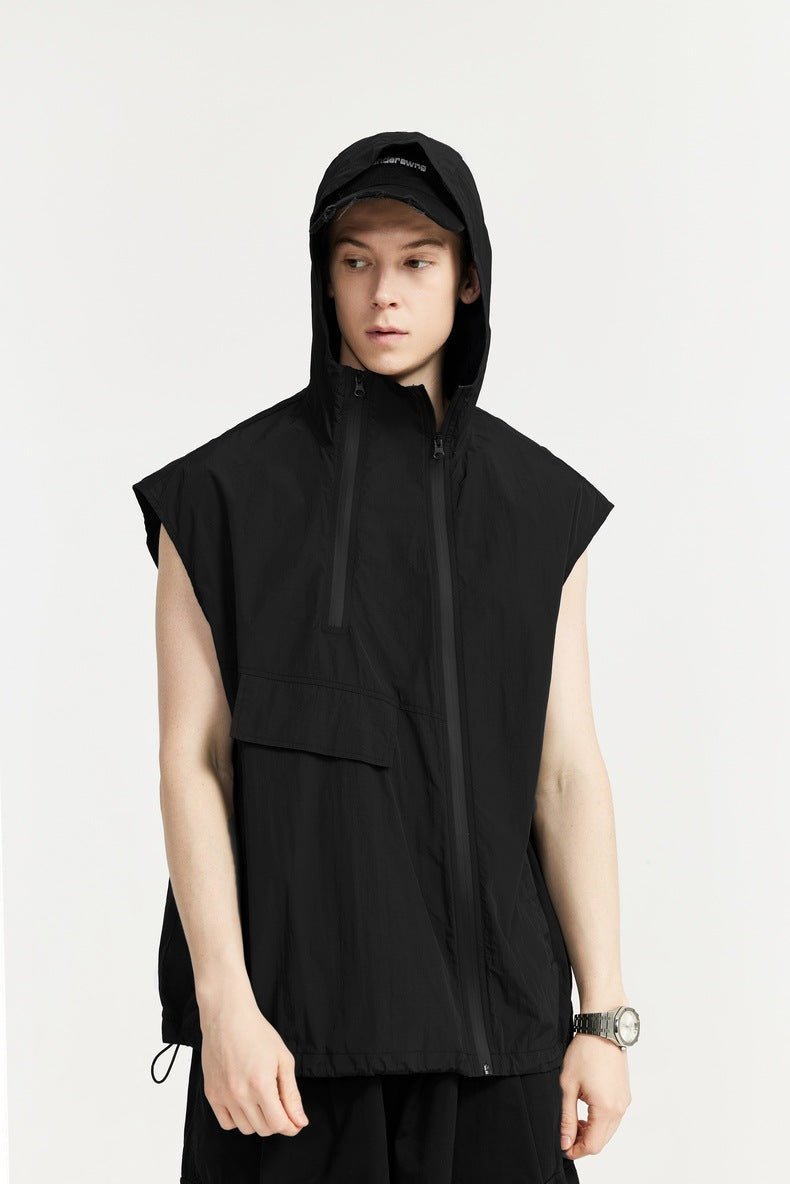 Unisex Hooded Vest - Zipper Japanese Street Coat - MRC STOREJacketsMy StoreUnisex Hooded Vest - Zipper Japanese Street CoatMRC STORECJYD235855303CXBlackL