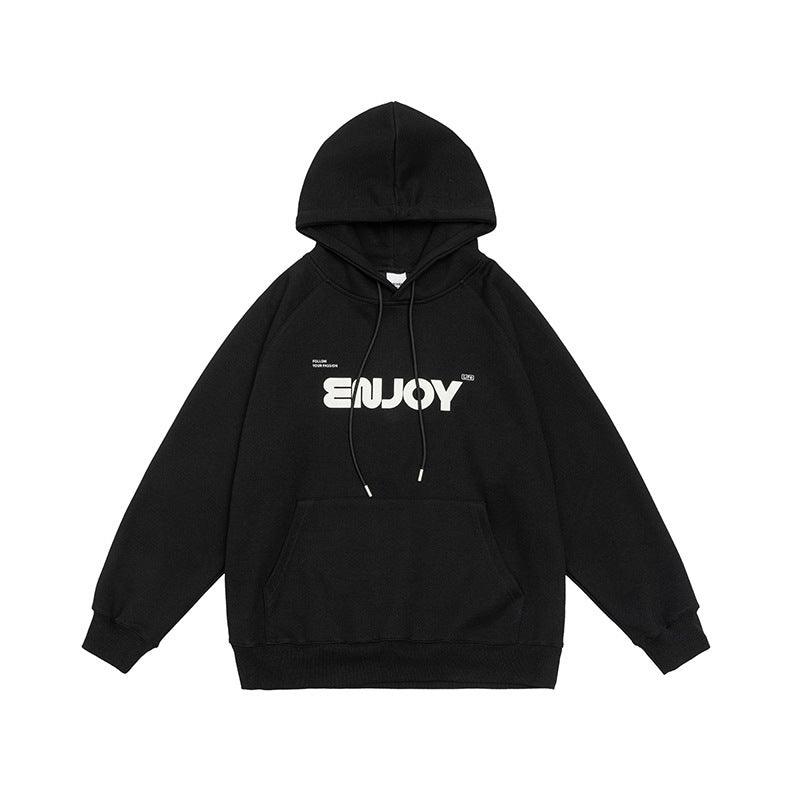Unisex Loose-Fit Letter Print Hooded Sweater – Casual Comfort for Teenagers - MRC STORE