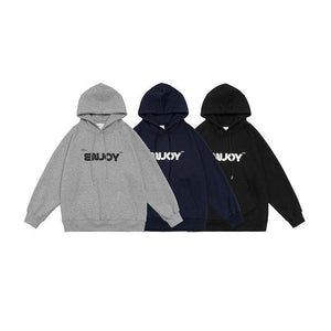 Unisex Loose-Fit Letter Print Hooded Sweater – Casual Comfort for Teenagers - MRC STORE