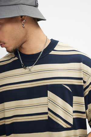 Unisex Striped T-Shirt - Loose Pocket Style - MRC STOREShortsMy StoreUnisex Striped T-Shirt - Loose Pocket Style My Store MRC STORECJYH233225705EVGrayL