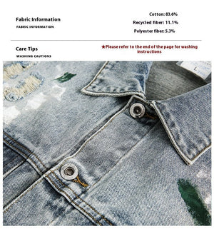 Unisex Washed Graffiti Ripped Denim Jacket - Retro - MRC STOREJacketsMy StoreUnisex Washed Graffiti Ripped Denim Jacket - Retro My Store MRC STORECJXZ246504604DWBlue High Quality2XL