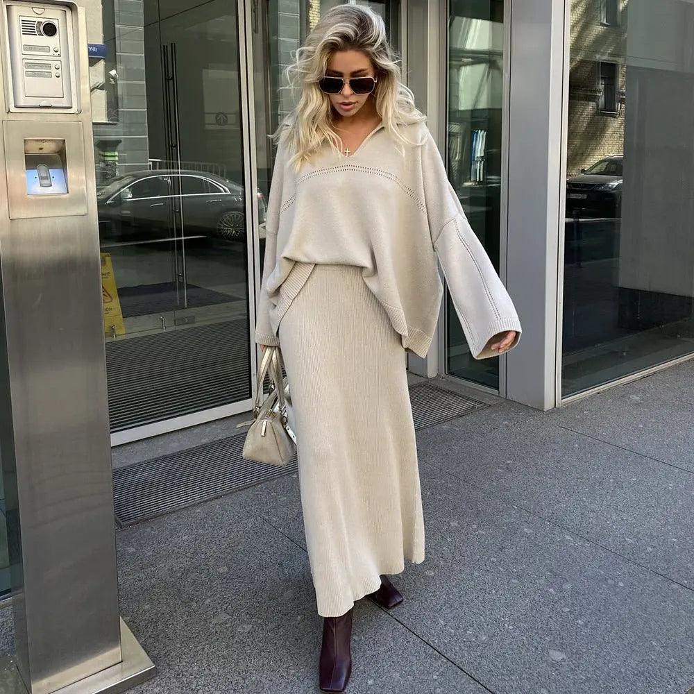 V - Neck Loose Sweater Set - MRC STORETopMy StoreV - Neck Loose Sweater Set - MRC STOREMRC STORECJMY212076121UFBlackL