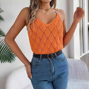 V - Neck Metal Buckle Sweater - MRC STORETopMy StoreV - Neck Metal Buckle SweaterMRC STORECJMY210204415OLOrangeL