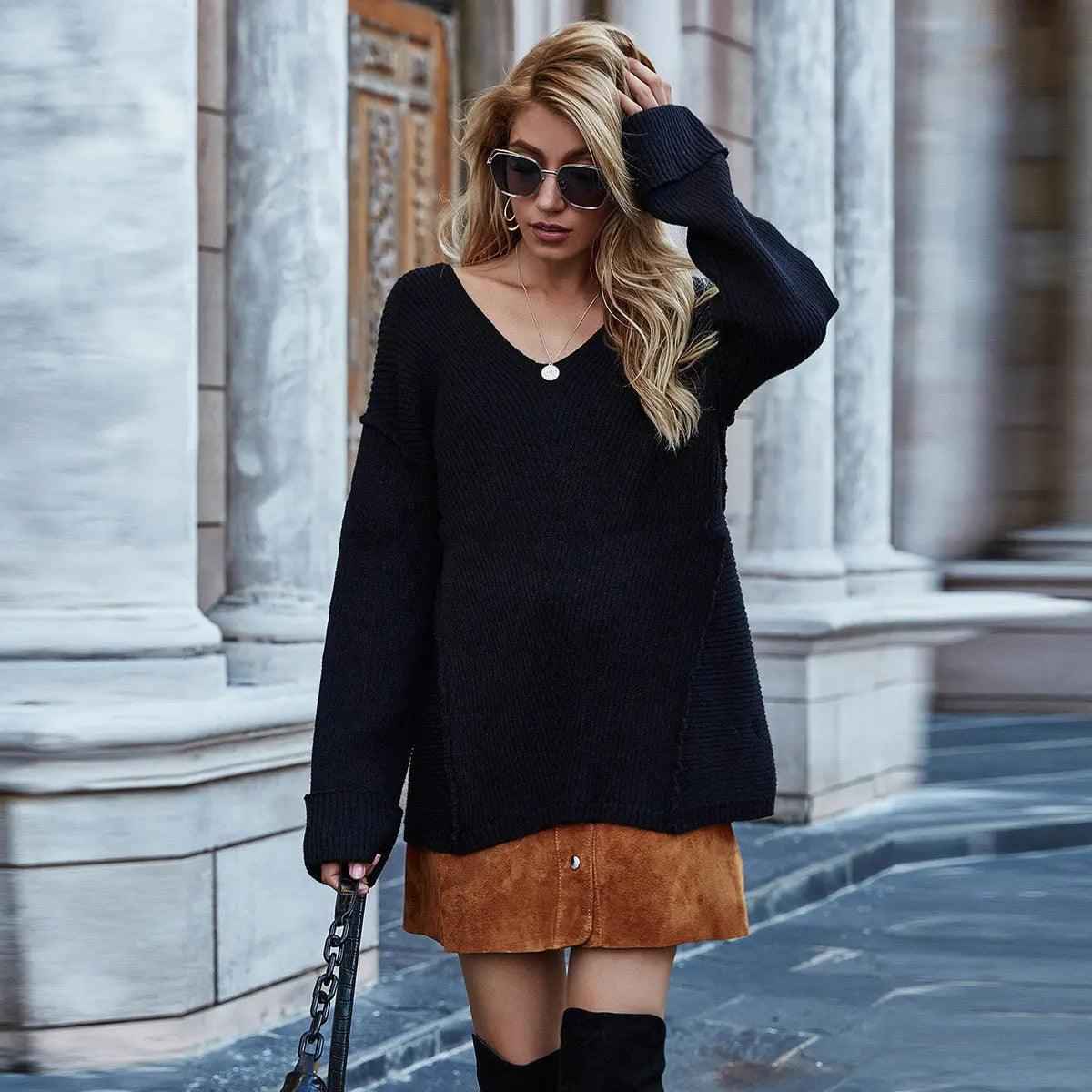 V - neck Sweater - MRC STOREtopMy StoreV - neck SweaterMRC STORECJCS114125807GTBlackL