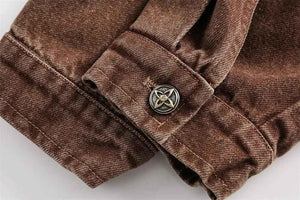 Vintage Punk Denim Jacket - MRC STOREtopMy StoreVintage Punk Denim JacketMRC STORECJXZ209743402BYBrownL