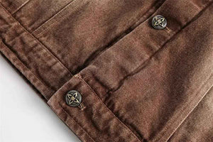 Vintage Punk Denim Jacket - MRC STOREtopMy StoreVintage Punk Denim JacketMRC STORECJXZ209743402BYBrownL