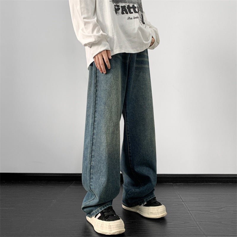 Vintage Straight - Leg Casual Jeans - MRC STOREjeansMRC STOREPerson wearing a white oversized shirt, blue jeans, and black sneakers on a plain backgroundMRC STORECJXX265589409IRNostalgic Blue2XL