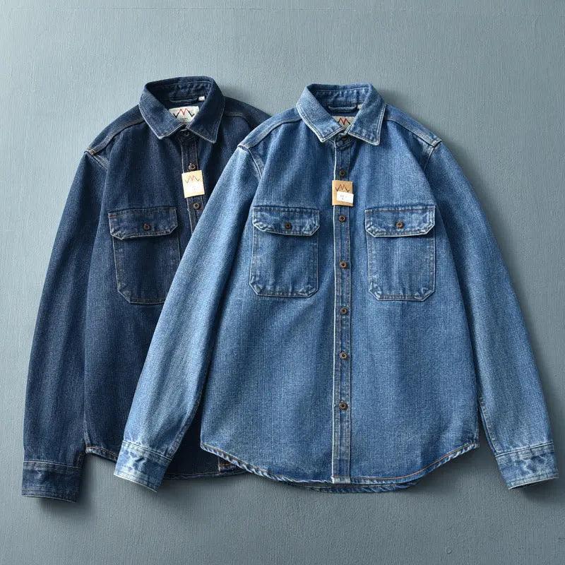 Washed Blue Retro Denim Jacket - MRC STORETopMy StoreWashed Blue Retro Denim Jacket - MRC STOREMRC STORECJDS210521901AZY681 BlueL