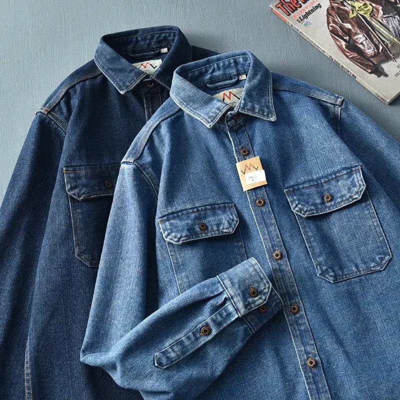 Washed Blue Retro Denim Jacket - MRC STORETopMy StoreWashed Blue Retro Denim Jacket - MRC STOREMRC STORECJDS210521901AZY681 BlueL