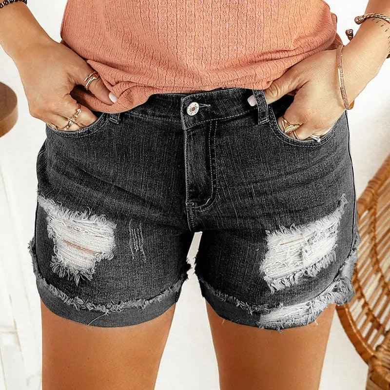 Washed & Frayed Casual Shorts - MRC STOREbottomsMy StoreWashed & Frayed Casual ShortsMRC STORECJNZ205208405EVBlack2XL