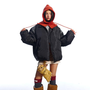 Winter Warm Quilted Jacket - MRC STOREJacketsMRC STOREA person wearing a black quilted jacket with a red hood, paired with brown boots and gloves, against a white background.MRC STORECJPK223169002BYBlackL