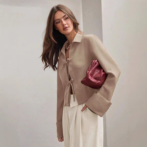 Women’s Bowknot Lace - Up Cardigan Shirt - MRC STOREshirtMy StoreWomen’s Bowknot Lace - Up Cardigan Shirt My Store MRC STORECJYD249264704DWKhakiL