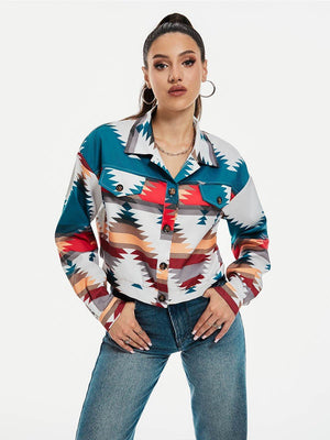 Women’s Color Block Printed Crop Top - MRC STOREJacketsMy StoreWomen’s Color Block Printed Crop Top My Store MRC STORECJYD247204403CXSapphire BlueL
