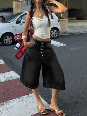 Women’s Denim Shorts - Multi - Breasted Cropped Fit - MRC STOREShortsMy StoreWomen’s Denim Shorts - Multi - Breasted Cropped Fit My Store 40.73MRC STORECJNZ241654610JQBlackL