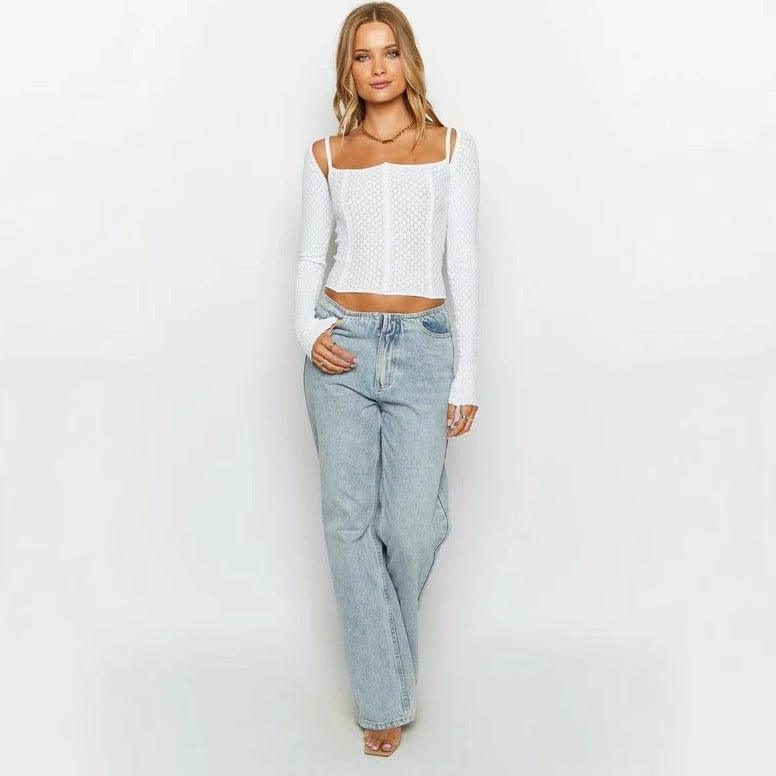Women's Fashion Knitwear Suit – Loose Splicing Pullover Sweater - MRC STORE