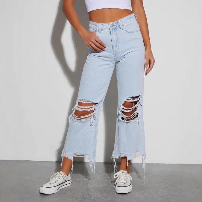 Women’s Mid Waist Ripped Cropped Jeans – Loose Fit Casual Denim Pants - MRC STOREjeansMy StoreWomen’s Mid Waist Ripped Cropped Jeans – Loose Fit Casual Denim Pants - MRC STOREMRC STORECJNZ226077103CXLight BlueL