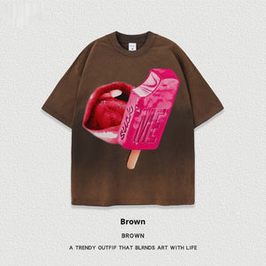 Women’s Street T-Shirt - Washed Cartoon Loose Top - MRC STORET-ShirtsMy StoreWomen’s Street T-Shirt - Washed Cartoon Loose Top My Store 27.86MRC STORECJYH238958669QJBrownL