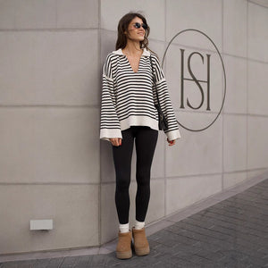Women’s Striped Long Sleeve Sweater - MRC STORESweaters & HoodiesMy StoreWomen’s Striped Long Sleeve Sweater My Store MRC STORECJMY249044503CXBlackL
