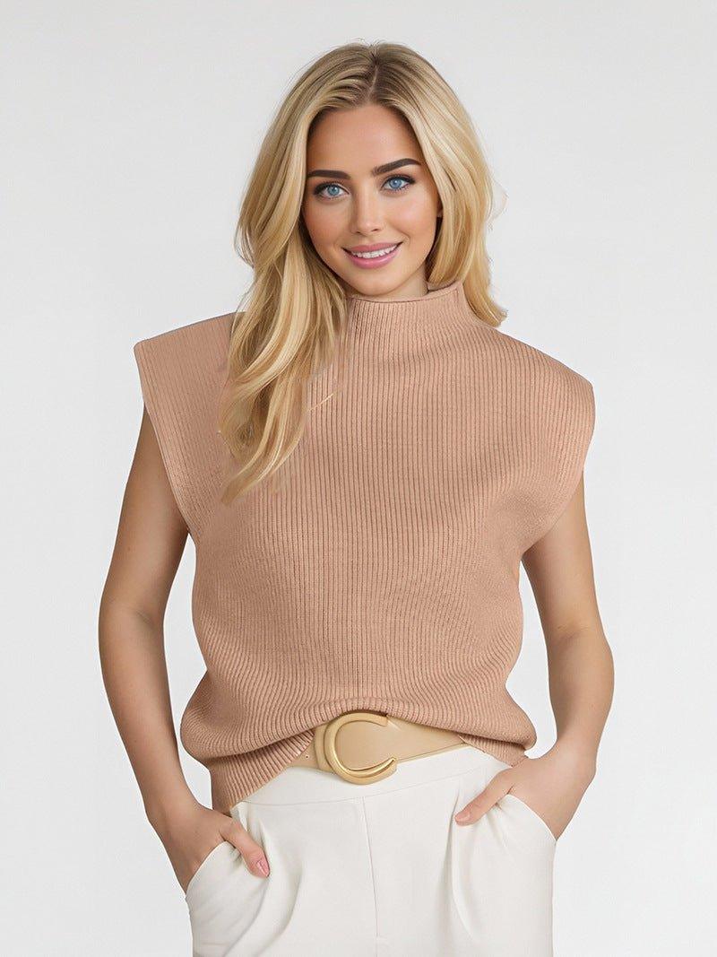 Women's Turtleneck Vest Sweater – Abstract Pattern Pullover in Versatile Colors - MRC STORE