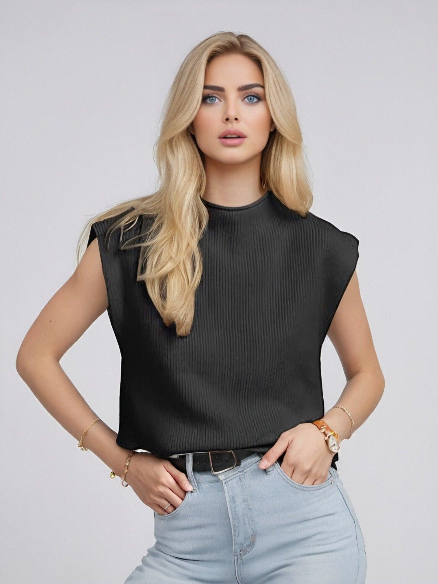 Women's Turtleneck Vest Sweater – Abstract Pattern Pullover in Versatile Colors - MRC STORE