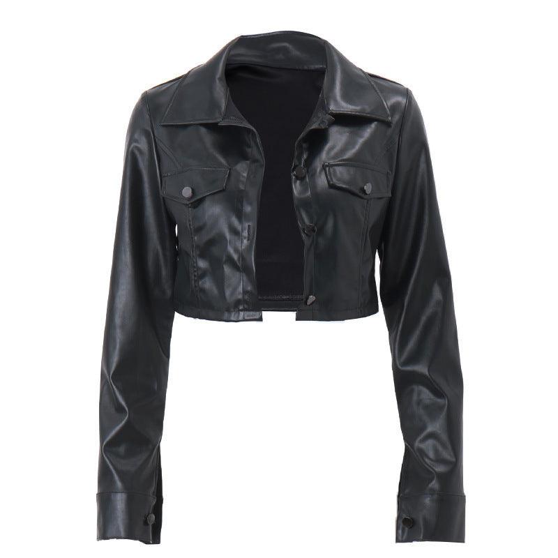 Maillard Style PU Leather Lapel Cardigan Coat My Store 