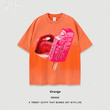 Women’s Street T-Shirt - Washed Cartoon Loose Top My Store  27.86