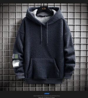 Cozy Sherpa Fleece Hoodie with Utility Patch Detail My Store 